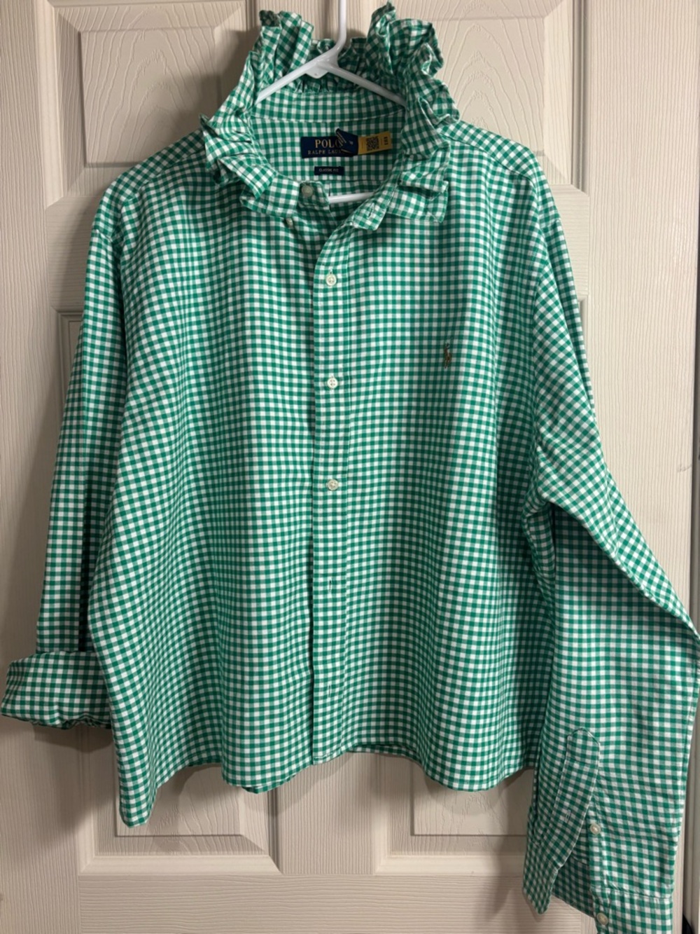Upcycled/Reloved Women’s Polo Ralph Lauren Emerald Green Gingham Button-Up Shirt